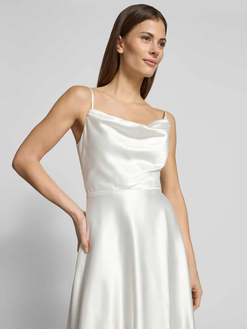 LUXUAR FASHION Avondjurk van satijn met watervalhalslijn offwhite, foto 5