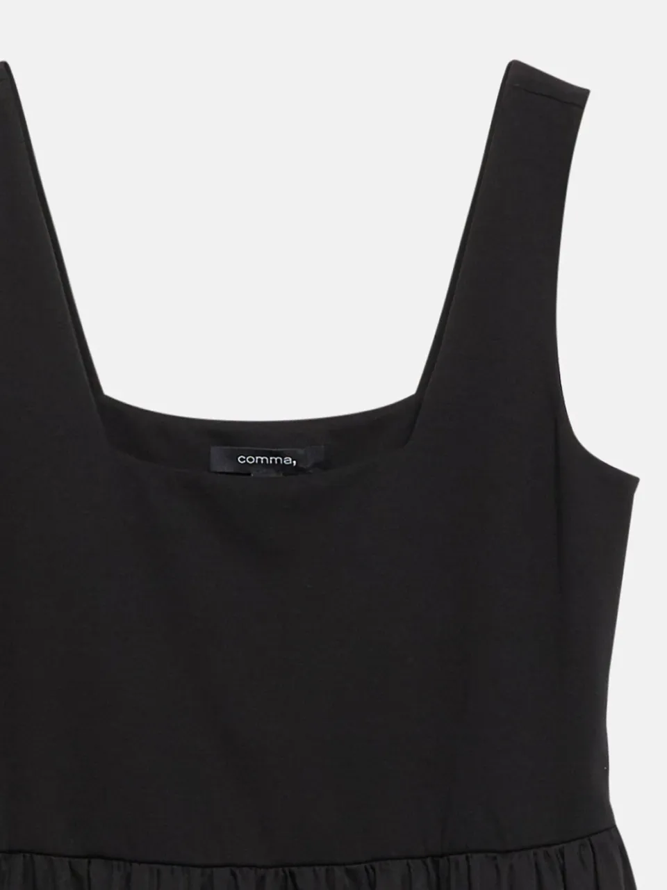Comma midi-jurk zwart met brede bandjes, foto 3