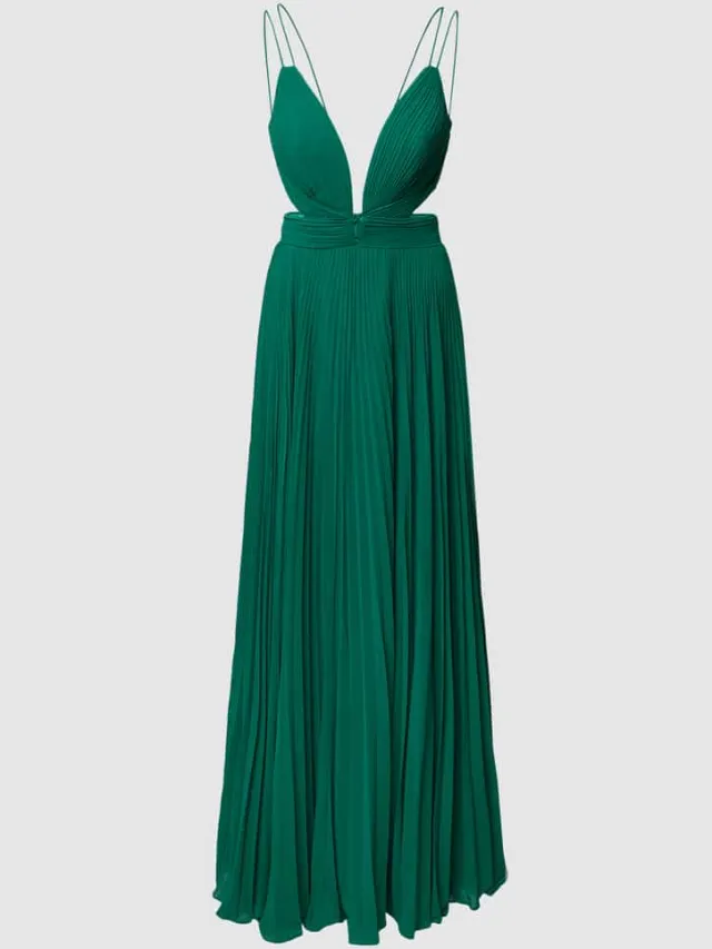 LUXUAR FASHION Avondjurk met plissévouwen groen, foto 2