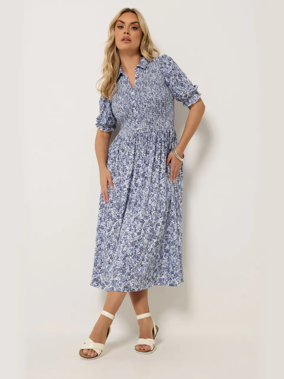 Yours Blauwe Midijurk Met Bloemenprint, foto 2
