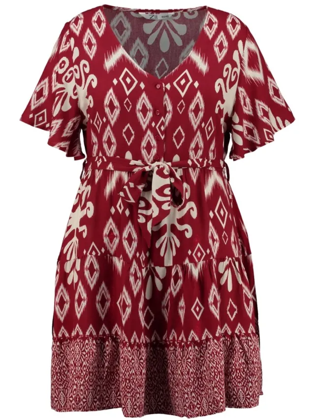 Z-ONE Dames Jurk - Grote Maat - 44/46 Rood