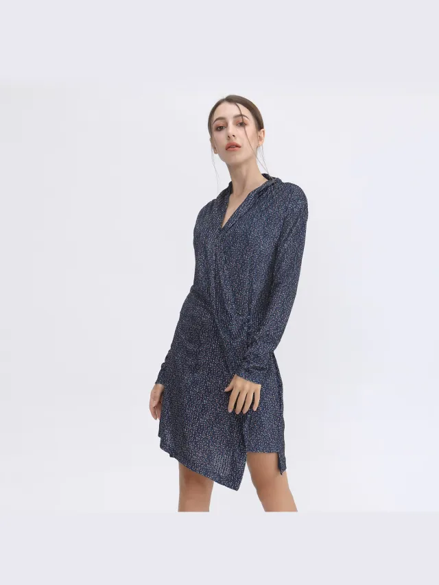 Smart & Joy Korte fluwelen jurk met gedrapeerd effect en vrijheidsafdruk Blauw
