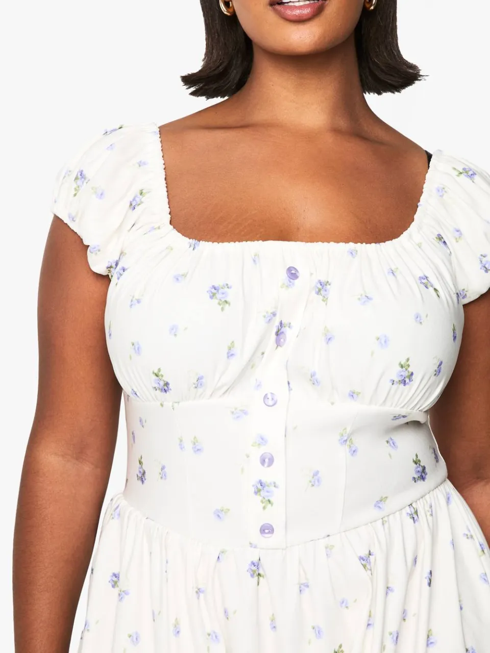 boohoo Dames PLUS BENGALINE DITSY MIDI SKATER JURK ivoor, foto 4