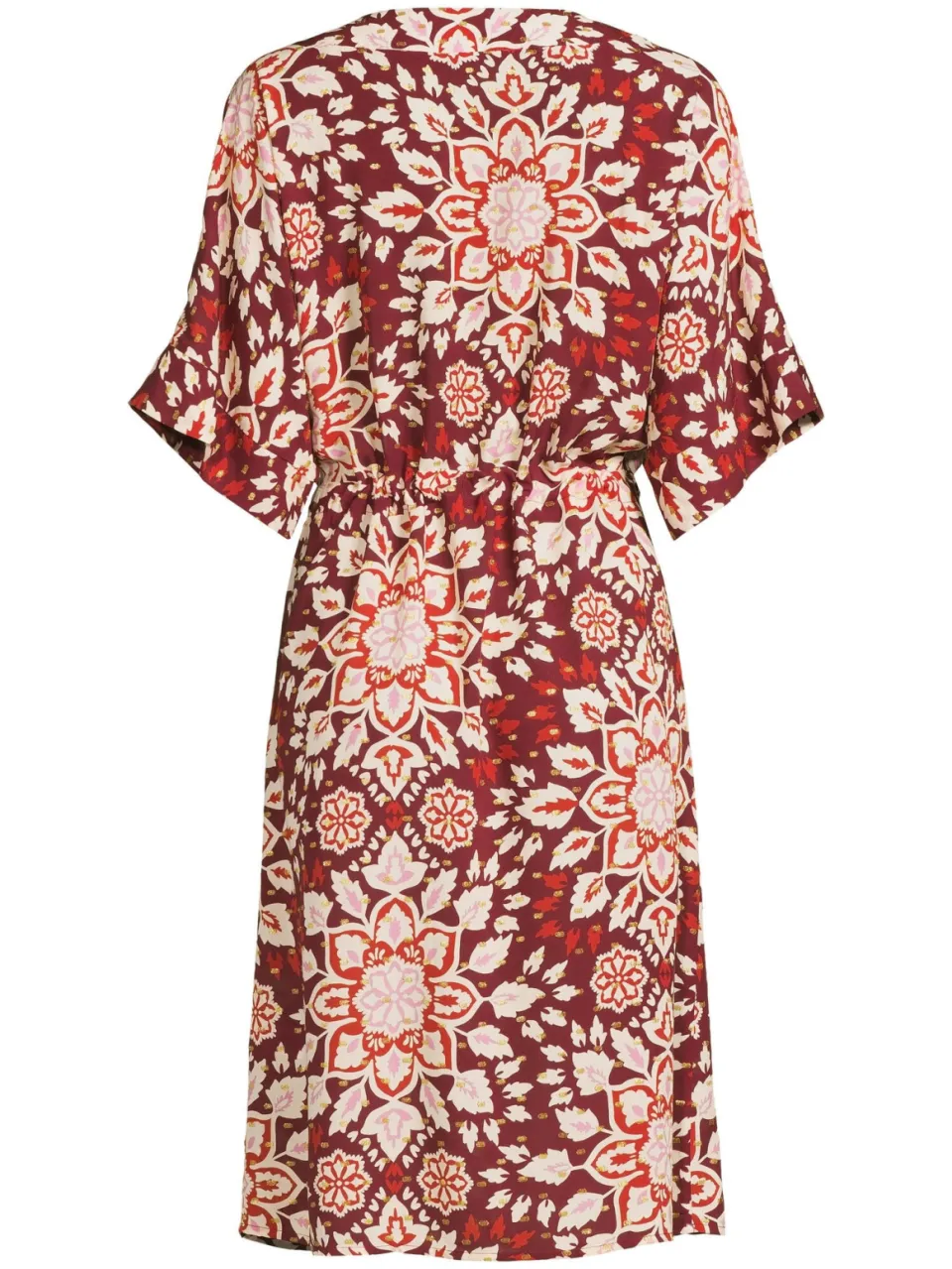 Geisha viscose gebloemde midi zomerjurk - donkerrood, foto 3