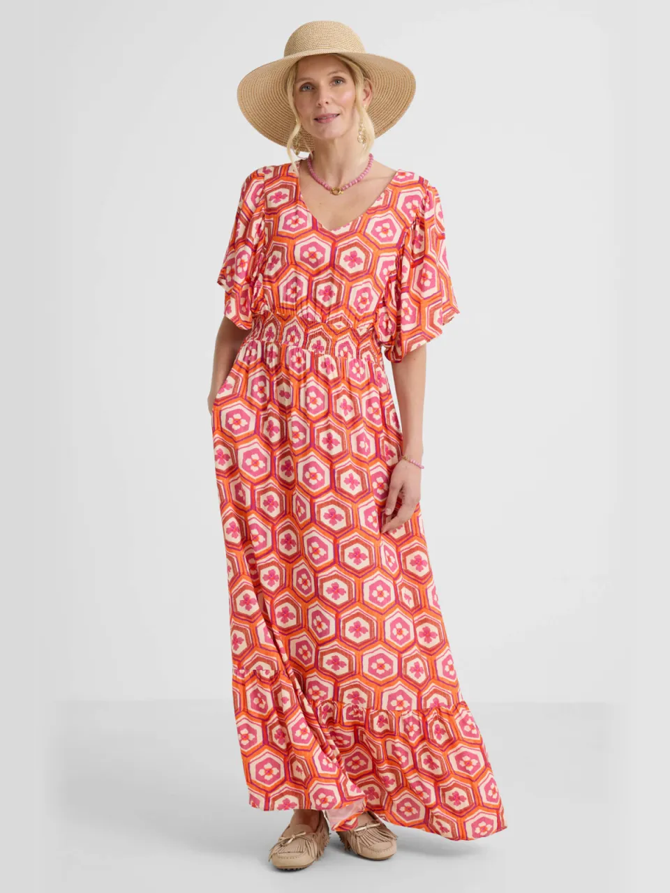 Geisha A-lijn jurk oranje Oranje/roze