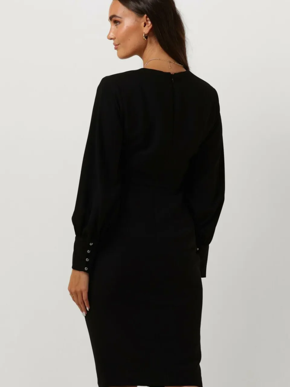 ACCESS Dames Jurken Ruched Dress With V Neckline - Zwart, foto 3