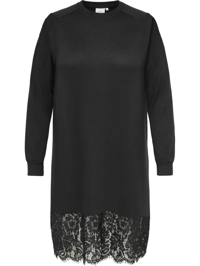 Only Carmakoma ONLY midi jurk kant rand zoom BLACK/Black Lace
