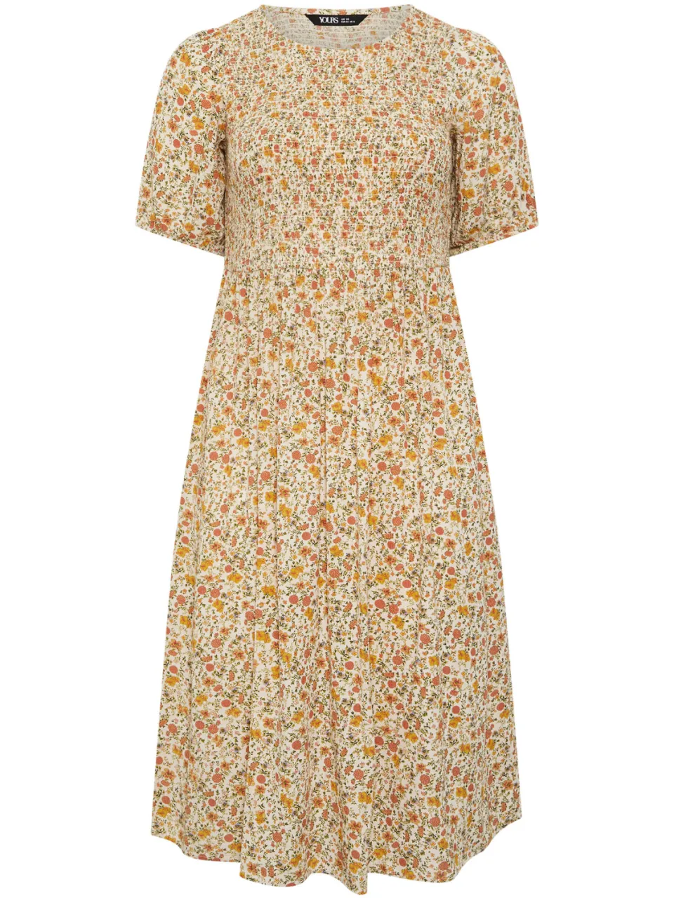 Yours Gele Jurk Met Kleine Bloemenprint En Plooitjes-56 geel, foto 2