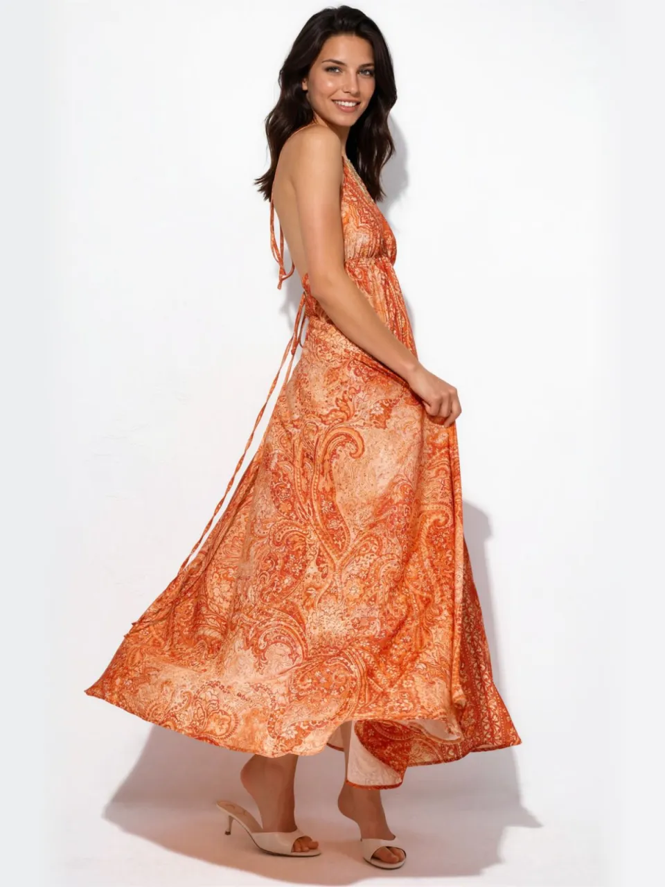 Hiccup Etnisch Gekleed Bohemian Maxi Jurk oranje, foto 2