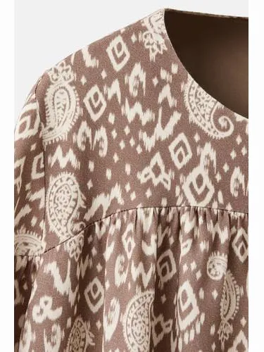 Mango korte bohemian jurk met paisley bruin, foto 4