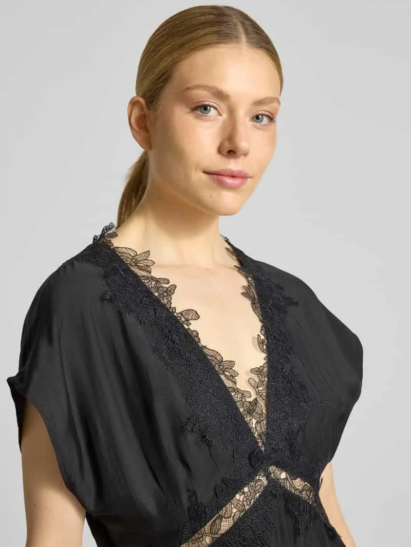 Cph Muse midi-jurk met V-hals en kant model 'MOLLY' zwart, foto 3