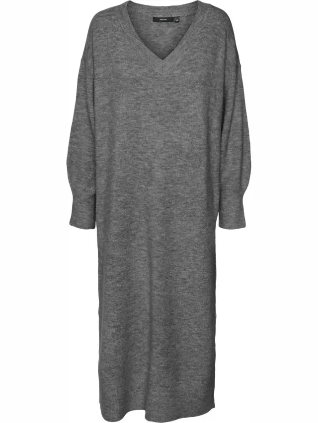 Vero Moda Gebreide jurk VMJUPITER Midi-jurk Medium Grey Melange