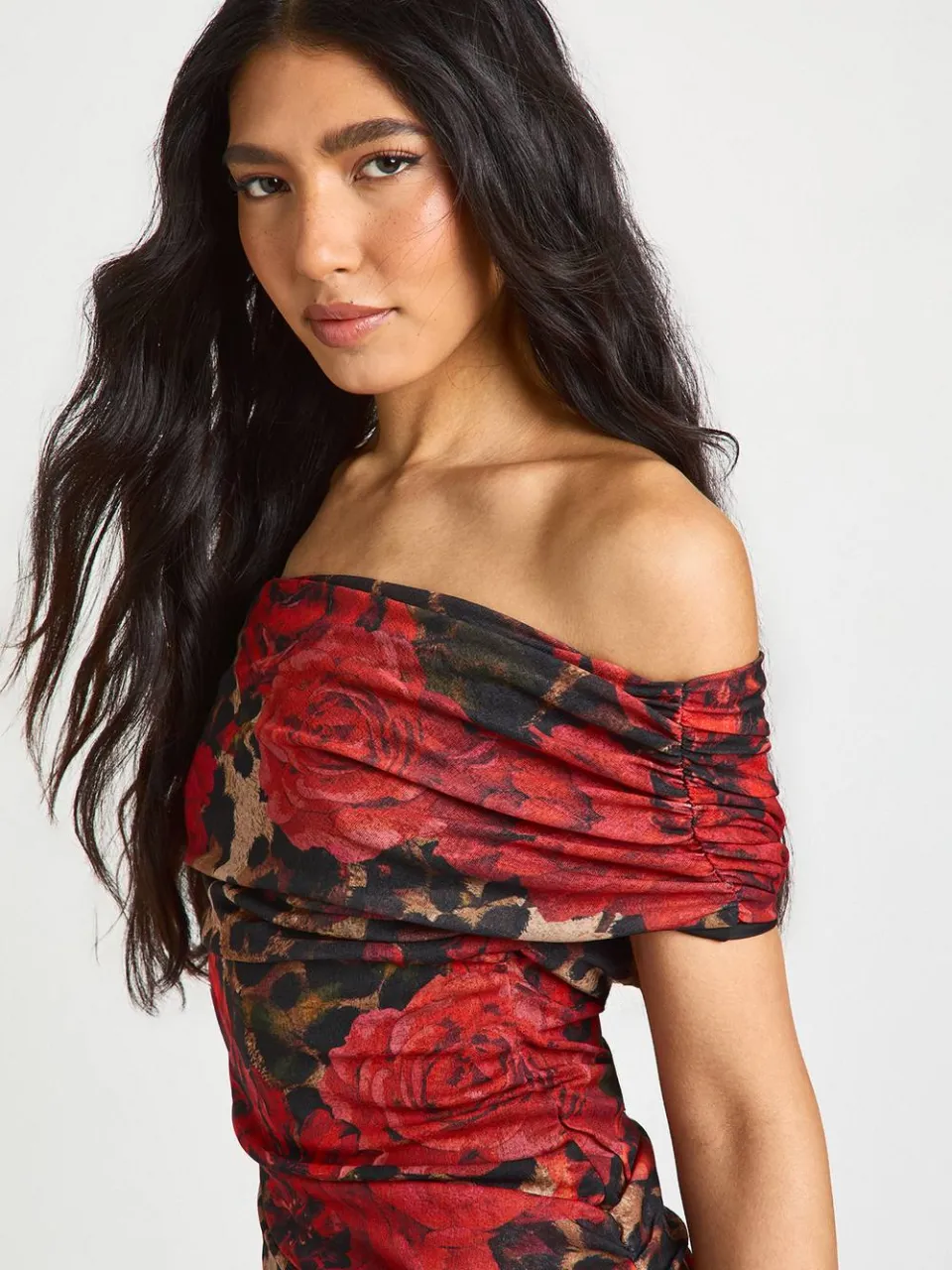 boohoo Dames Tall Leopard Bloemen Asymmetrische Gerimpelde Mini Jurk luipaardprint, foto 4