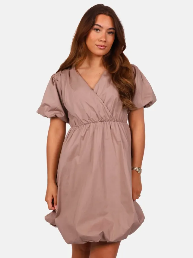 Getdrezzed Ballonjurk met overslag taupe