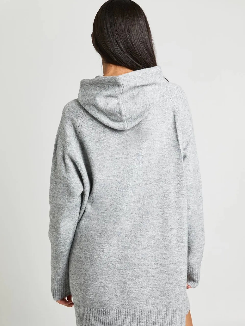 boohoo Dames Oversized Gebreide Hoodie Mini Jurk grijs, foto 2