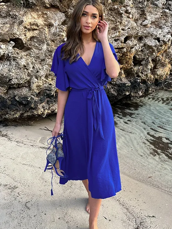 Fashion Musthaves Florence Midi Jurk Kobalt Blauw
