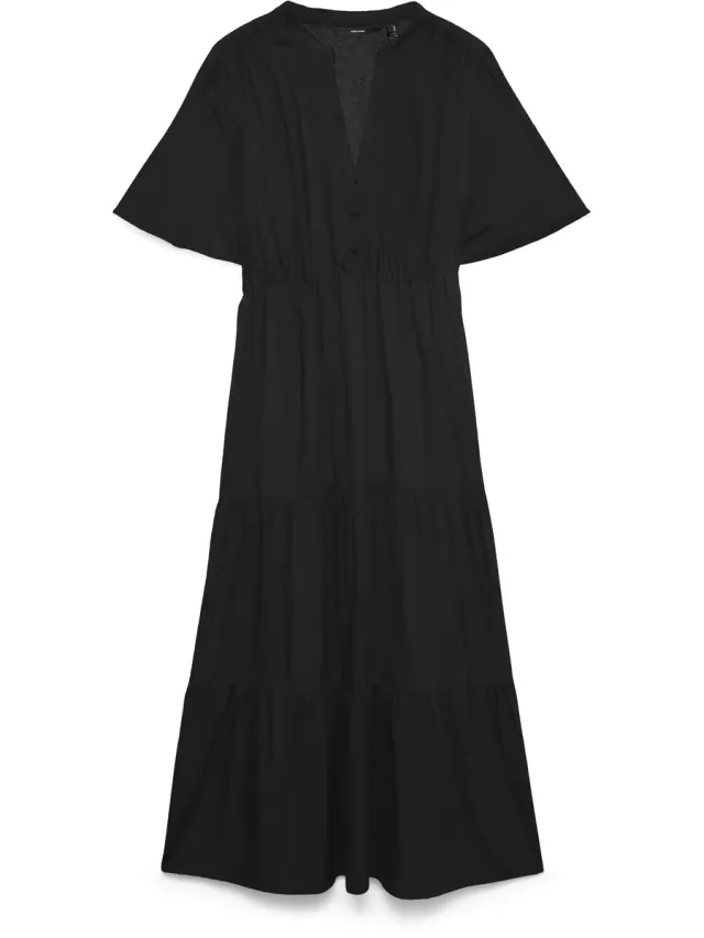 Vero Moda VMEASY JOY S/S V-NECK 7/8 DRESS WVN - Dames - Maxi jurken Black