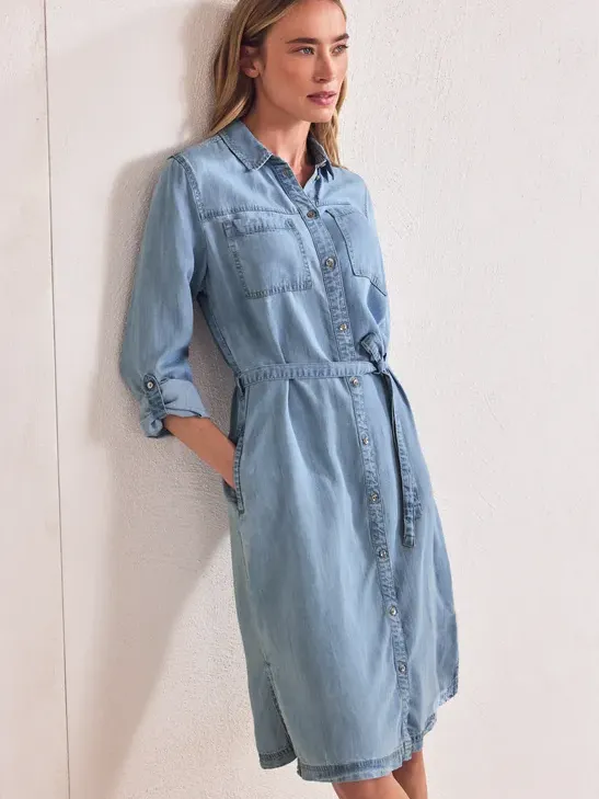 Street One Knielange jurk in een verwassen look blauw, foto 4