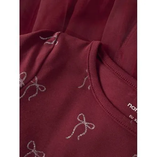 NAME IT MINI korte jurk met print donkerrood, foto 4