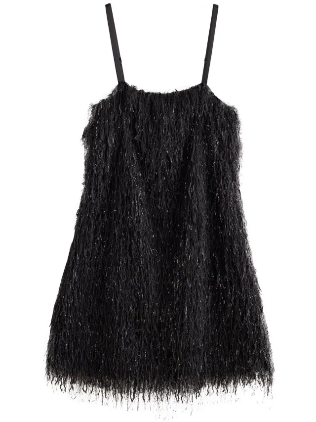 Next Dames - Mini-jurk met franjes en bandjes - Zwart Black