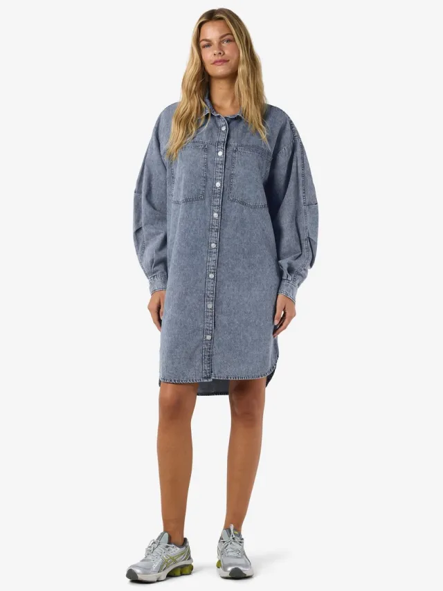 Noisy May NMENZA RICA LS SHIRT DRESS MG004MB NOOS Dames Midi-jurk - blauw