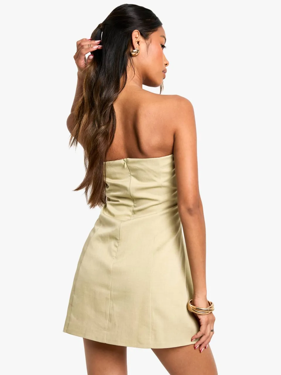 boohoo Dames Gestructureerde Bandeau Op Maat Gemaakte Mini Jurk verstandig, foto 3