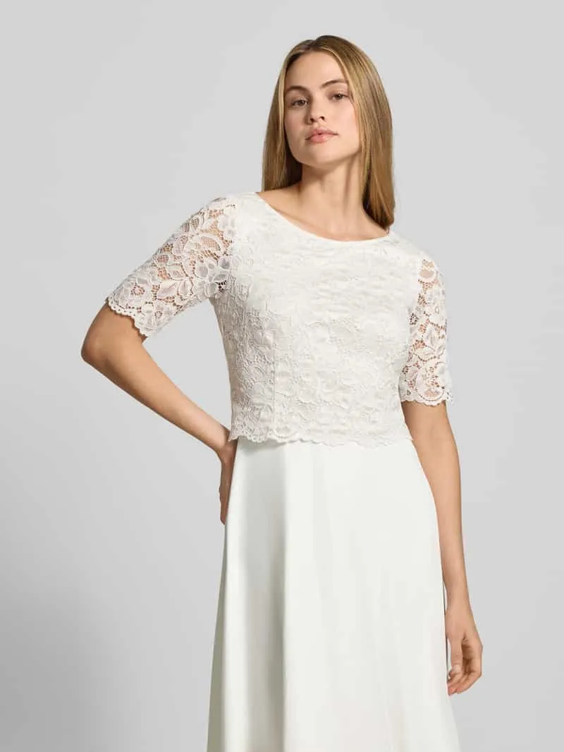 Vera Mont Knie-lange cocktailjurk met kant offwhite, foto 4