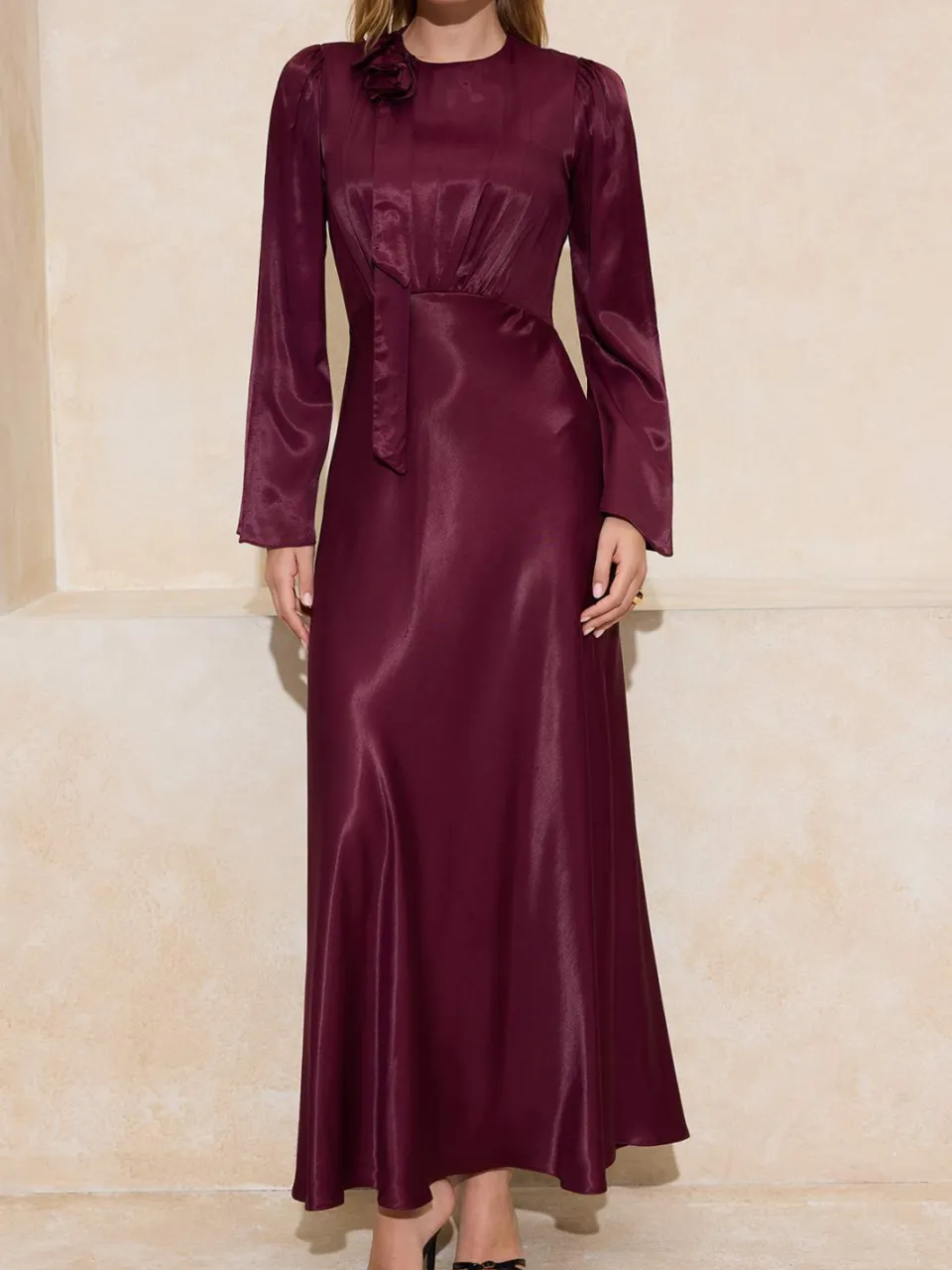 Trendyol Modest Dames Paars Effen Maxi Lang Stijlvol/Avond Zeemeermin Modest Avond Jurken Rood