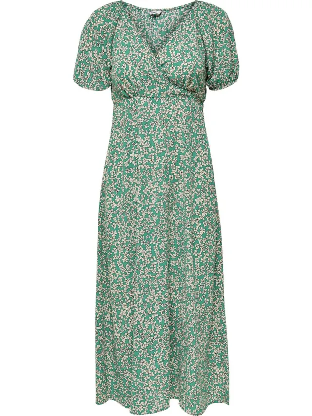 Only ONLFUCHSIA LIFE S/S WRAP MIDI DRESS PTM Dames Jurk Viridis AOP:Valley ditsy