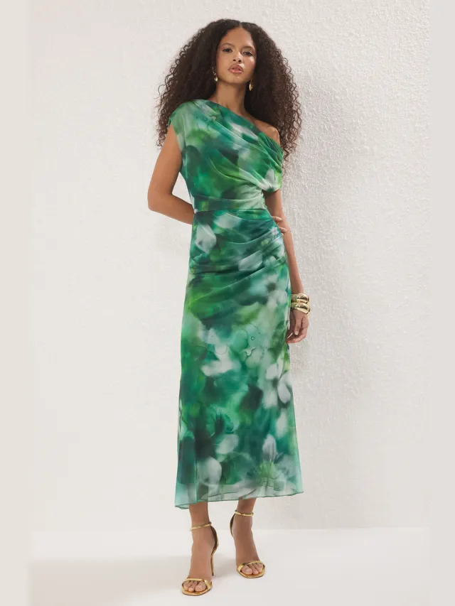Trendyol TRENDYOLMİLLA Dames Groen Bloemen Maxi Mouwloos Stijlvol/Avond Bodycon Jurken