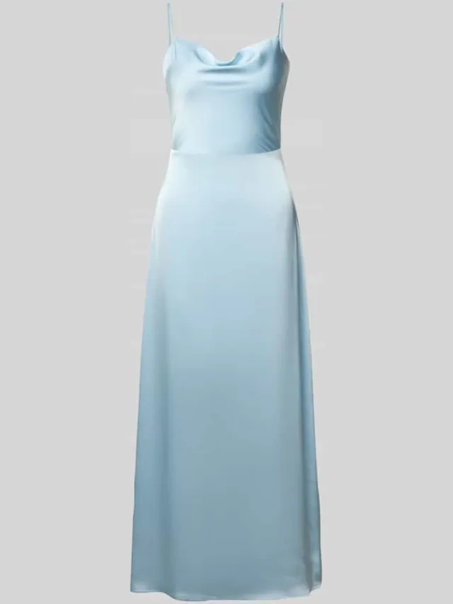Vila regular fit midi-jurk met rugdecolleté model 'Ravenna' lichtblauw, foto 2