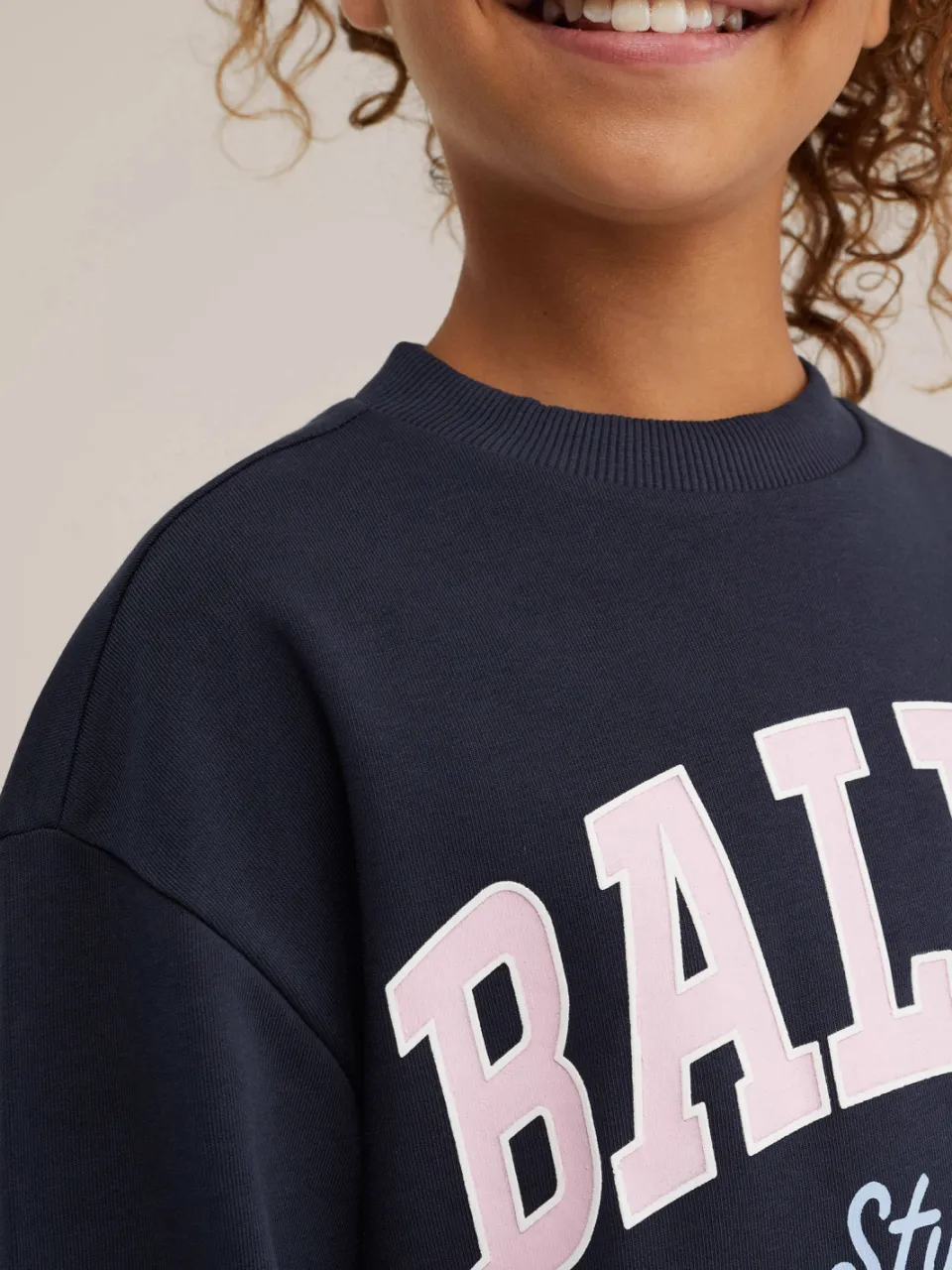 WE Fashion gestreepte sweatjurk met tekst donkerblauw donkerblauw/lichtblauw, foto 6