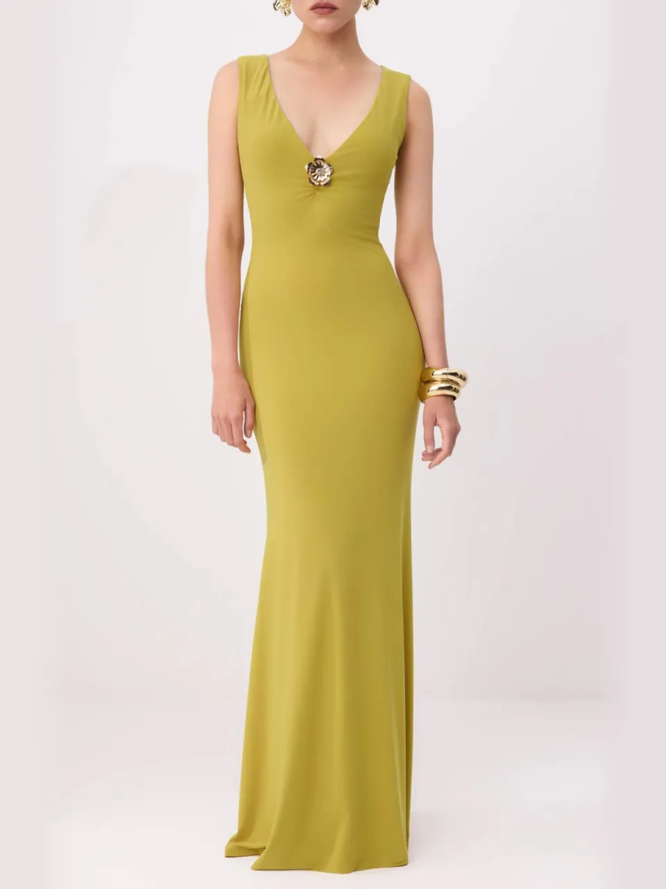 Trendyol TRENDYOLMİLLA Dames Groen Effen Maxi Mouwloos Diploma-uitreiking / Gala A-lijn Avond & Gala Jurk, foto 2