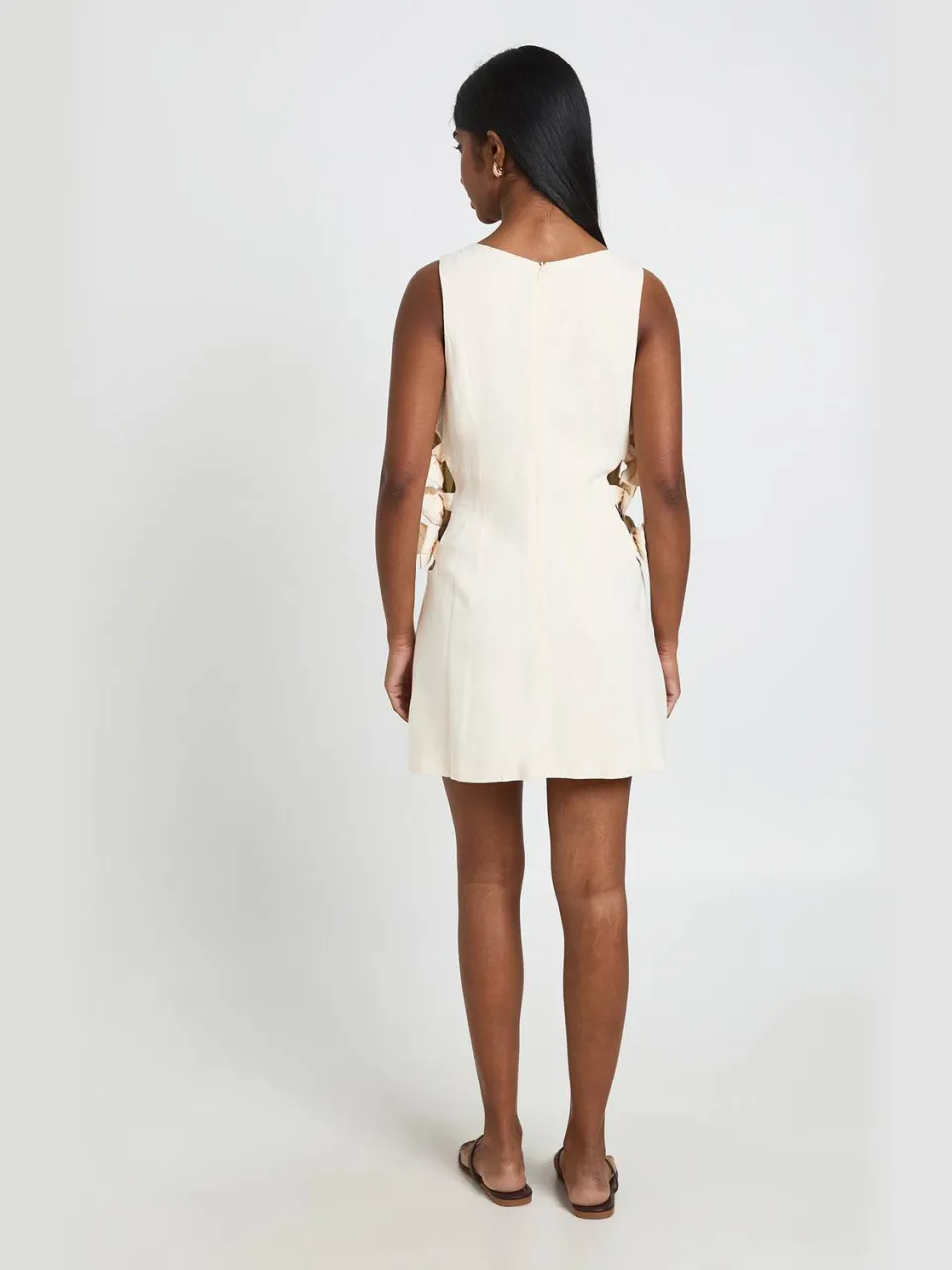 boohoo Dames Linnen-look Shift Jurk Met Strikdetail crème, foto 3