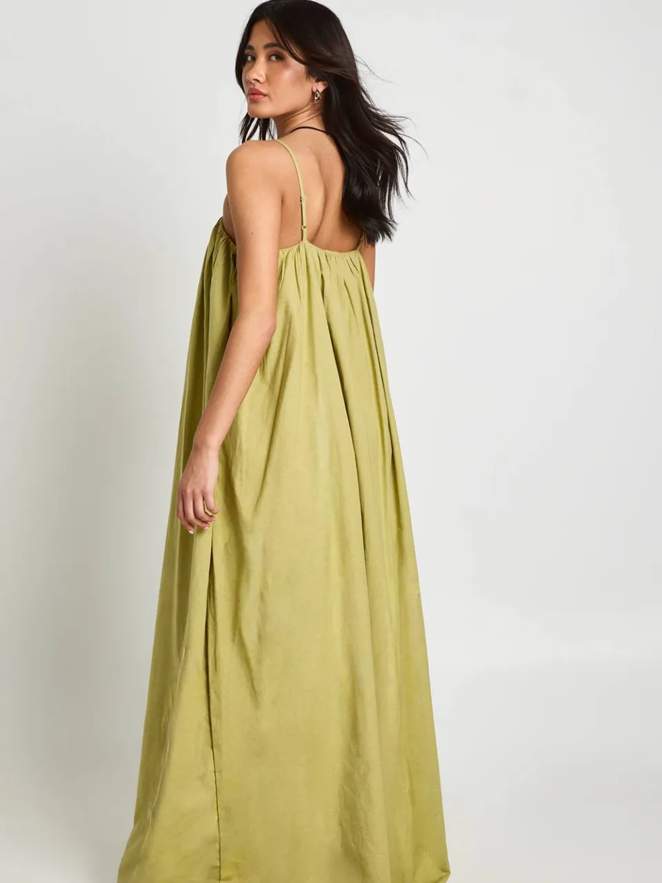 boohoo Dames Linnen Maxi Jurk Met Volledige Zakdetails licht kaki, foto 2