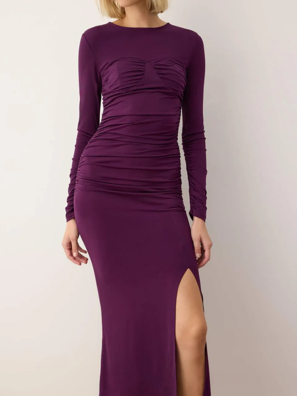 Trendyol TRENDYOLMİLLA Dames Paars Effen Maxi Lang Stijlvol/Avond Bodycon Jurken, foto 2