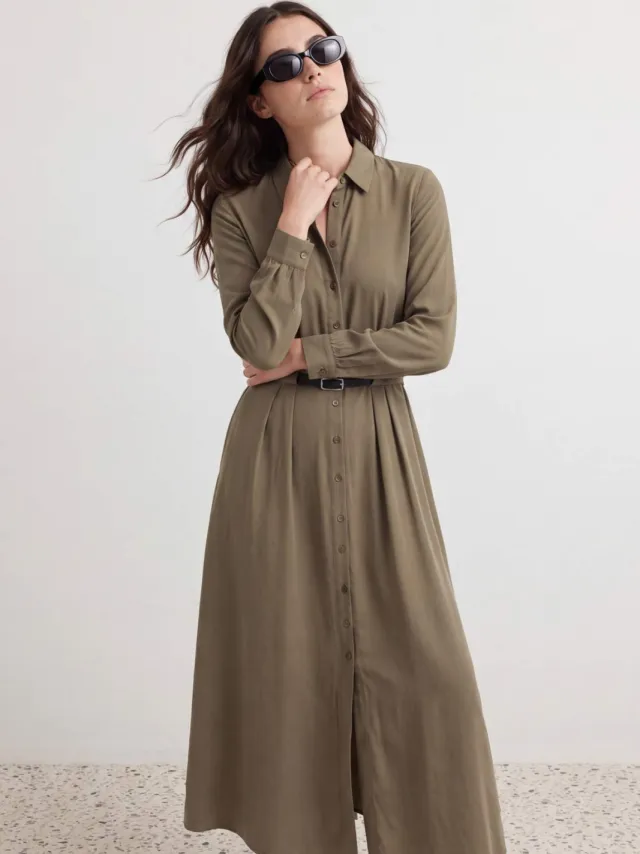 Trendyol Modest Dames Groen Effen Maxi Lang Blousejurk Modest Jurken, foto 2