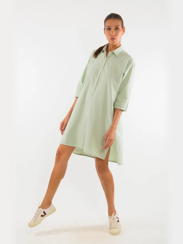 RAVENS VIEW IBIZA dames vegan Blousejurk Isla Lichte Aloë Groen Lichtgroen