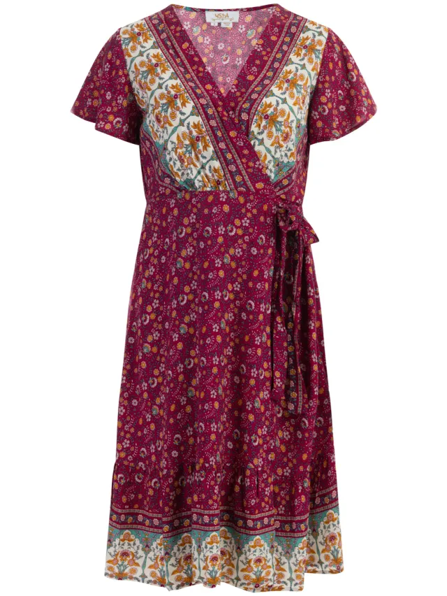 Usha Zomerjurk Dames Besroze veelkleurig roze, foto 2