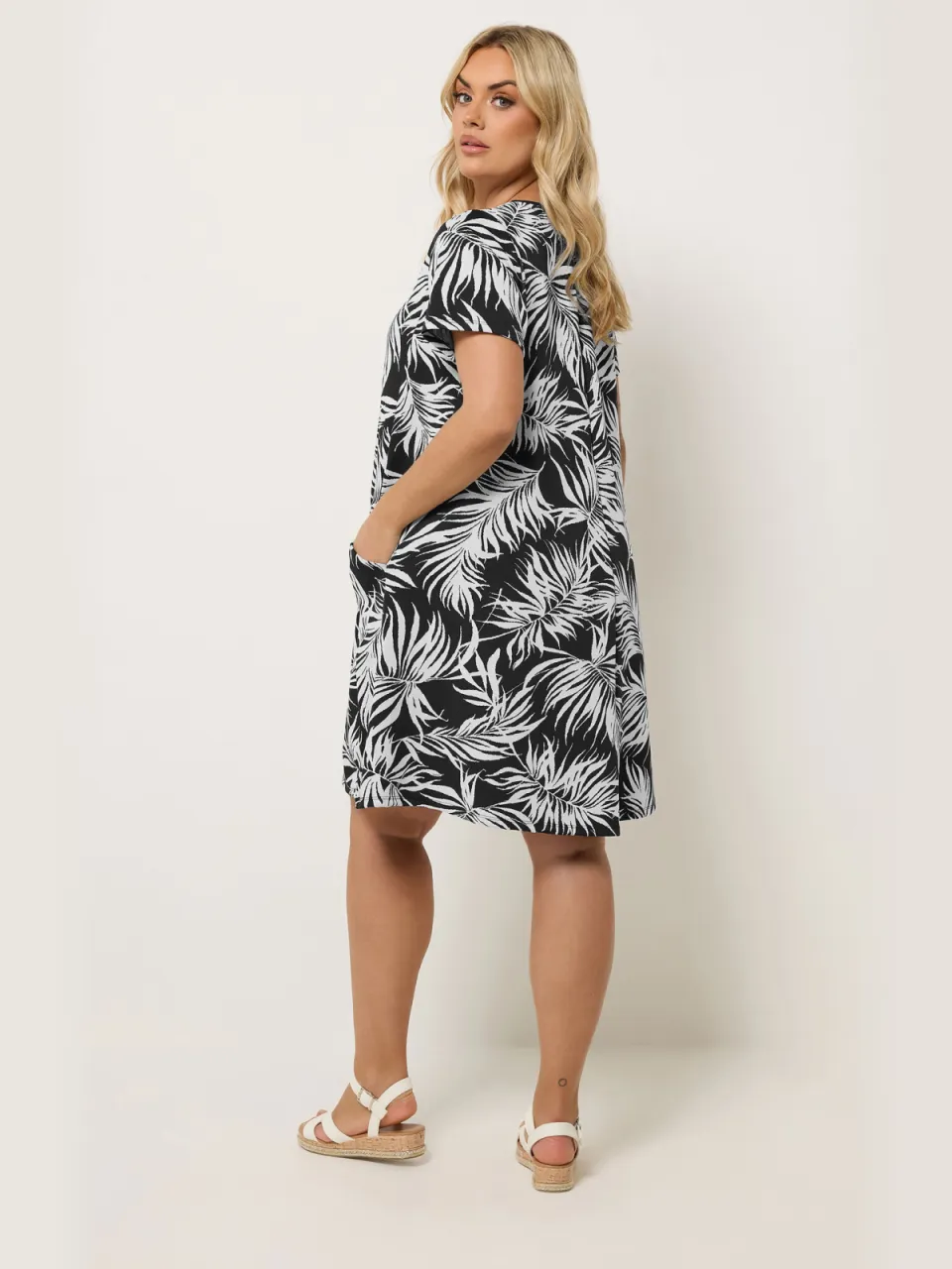 Yours Zwarte Jurk Met Jacquardprint, foto 3