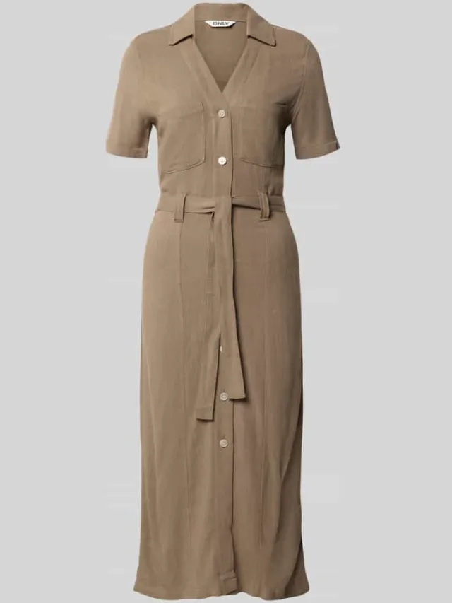Only Smalle vrijetijdsjurk van mix van viscose en linnen model 'SIESTA' middenbruin, foto 2