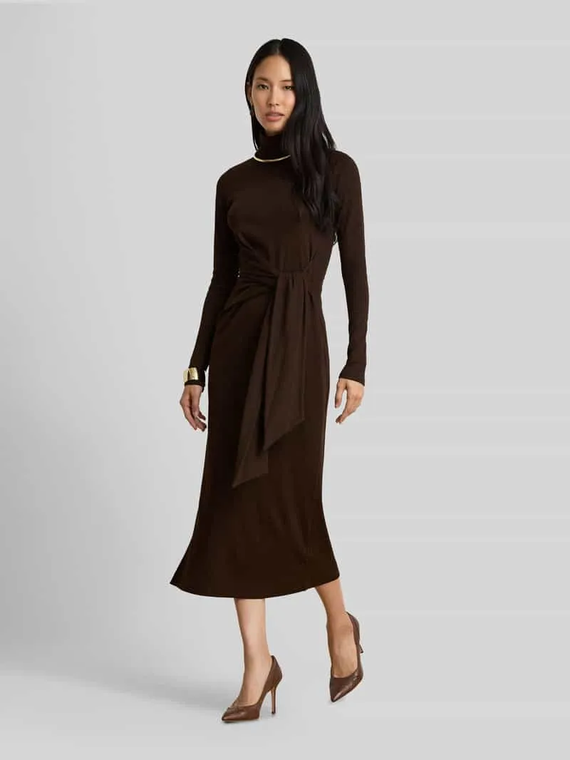 Lauren Ralph Lauren Regular fit vrijetijdsjurk van mix van katoen en modal Donkerbruin