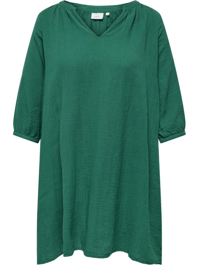 Only Carmakoma CARTHYRA 3/4 V-NECK KNEE DRESS WVN - Dames - Mini jurken Groen