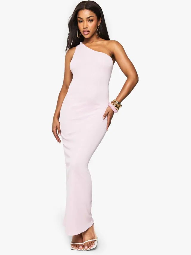 boohoo Dames One Shoulder Open Back Maxi Dress Roze