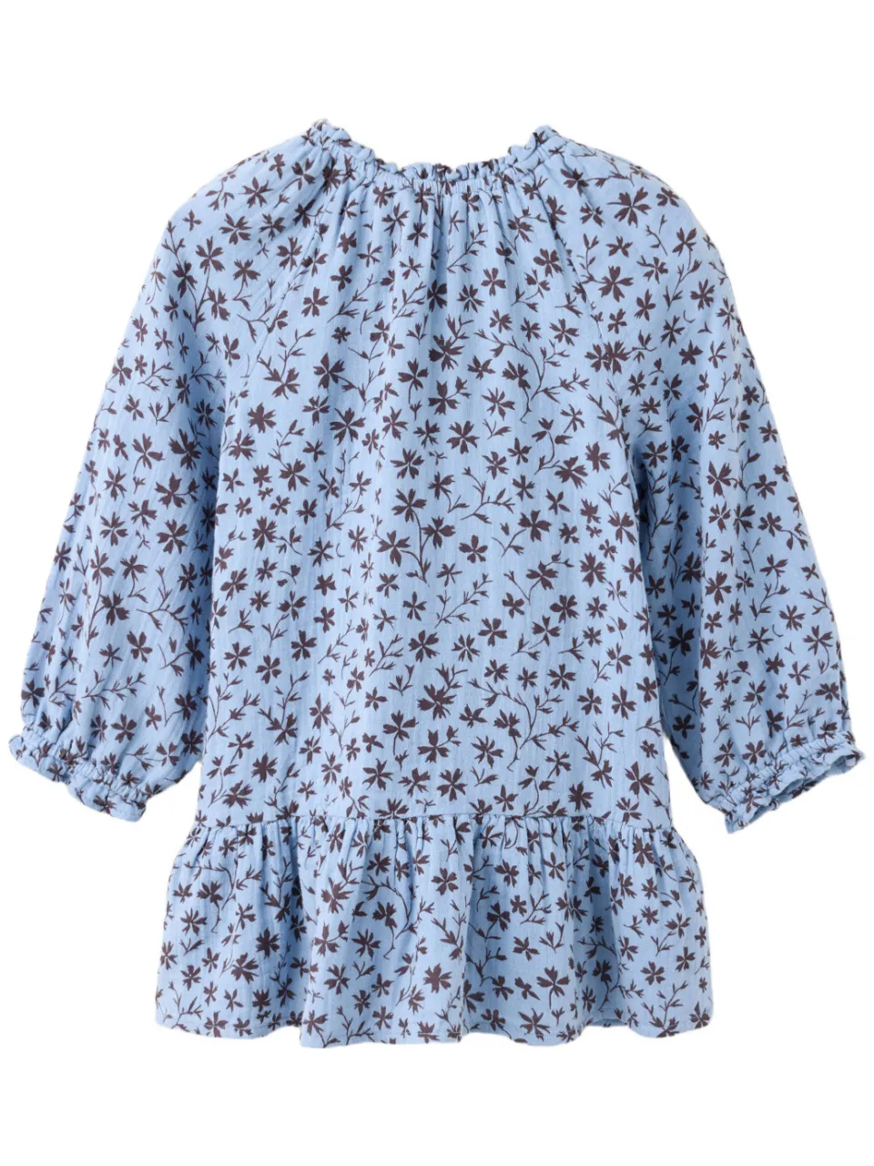 Mango Kids korte jurk met ruches en bloemenprint lichtblauw lichtblauw/bruin, foto 3