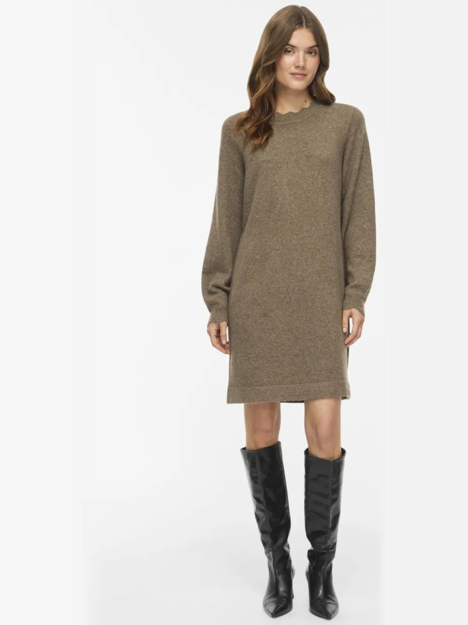 Vila NIKOLINA gebreide jurk taupe