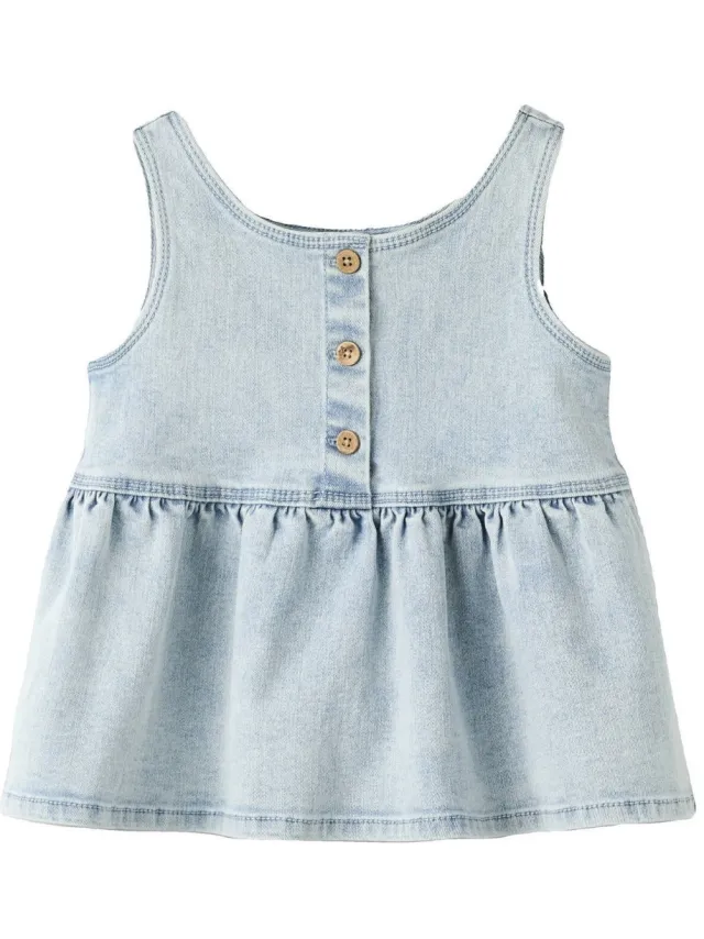 Lil' Atelier mouwloze top light blue denim, foto 2