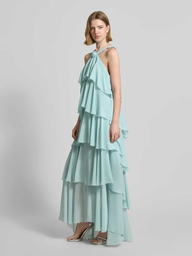 Vero Moda Volant avondjurk met V-hals model 'FELICIA' lichtblauw, foto 3