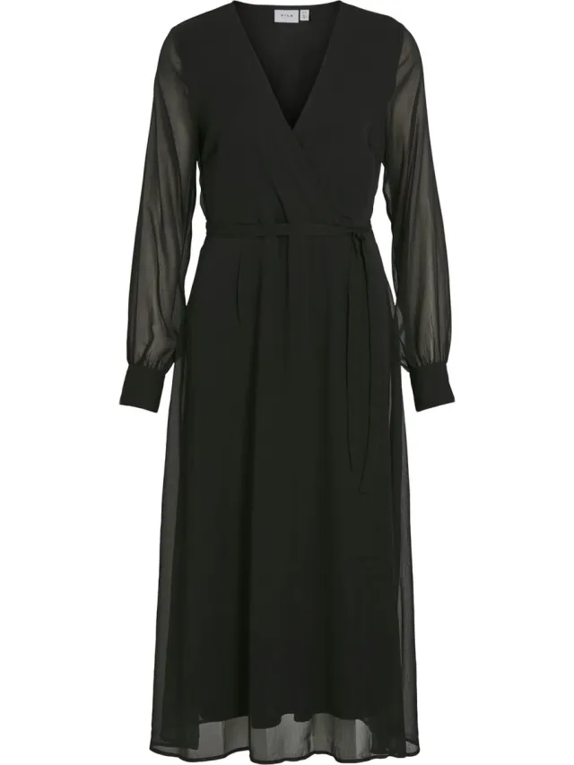 Vila maxi-jurk VIFALIA lane mouwen Black