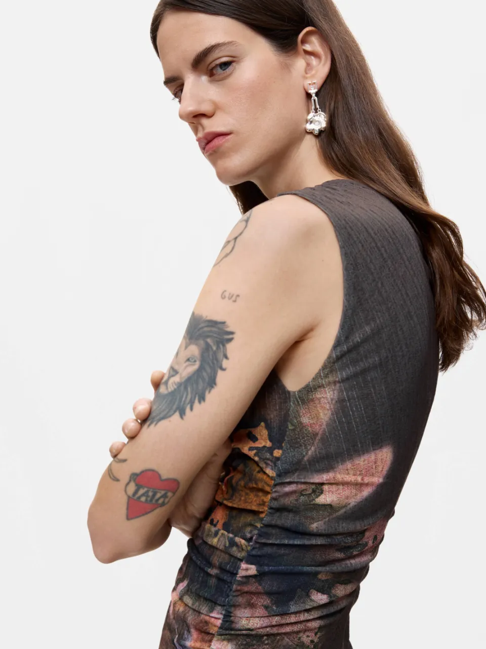 Desigual MUNICH midi jurk met bloemenprint grijsgroen, foto 3